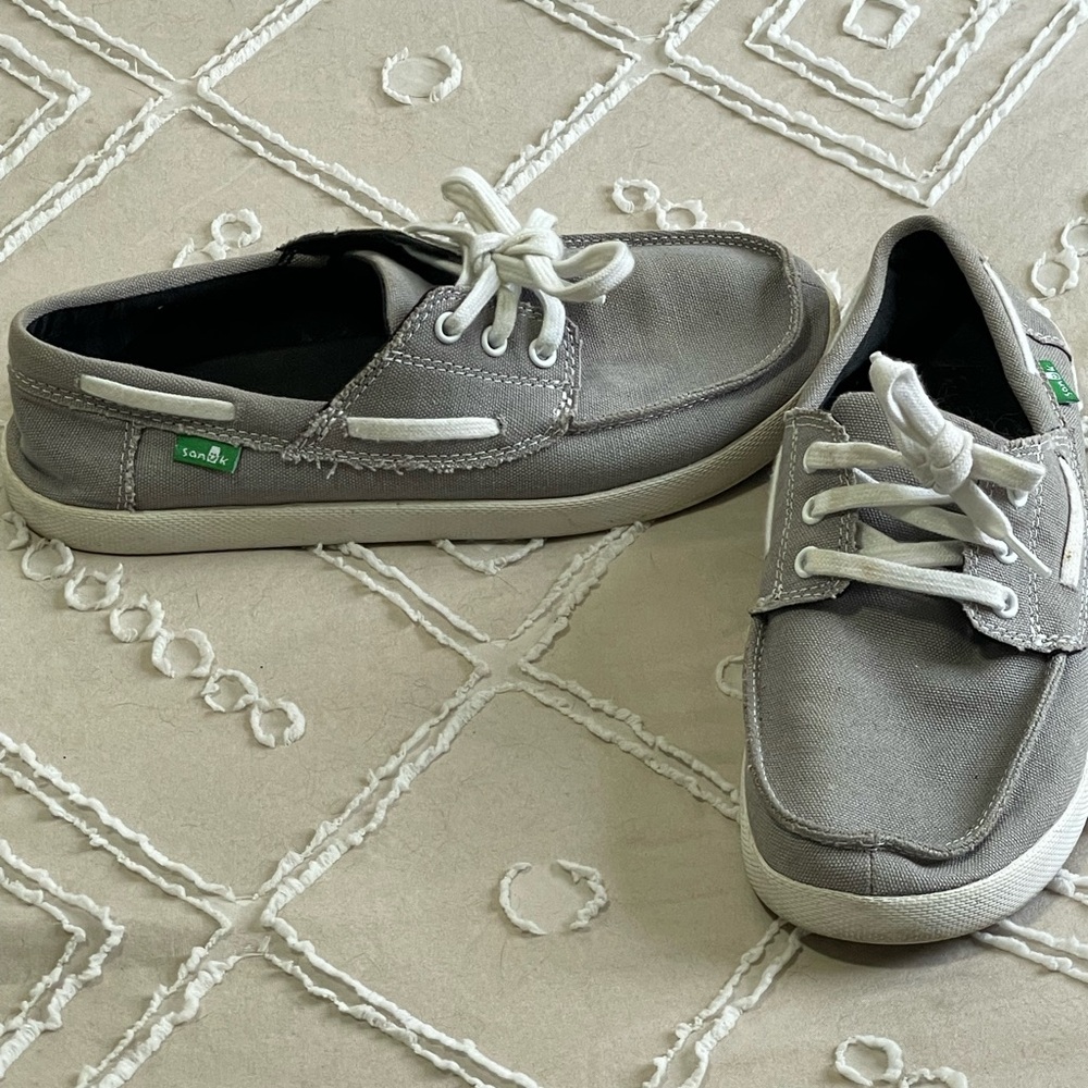 Sanuk Gray Canvas Boat Shoes